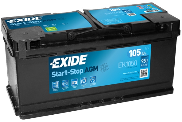 EXIDE Start-Stop AGM Exide Start-Stop AGM 12V 105Ah 950A EK1050