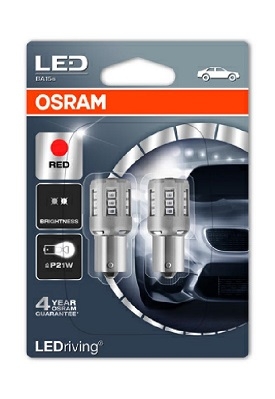 LED Retrofit 12V C5W 4000K Osram LED Standard P21W 12V 3W BA15S Red blister