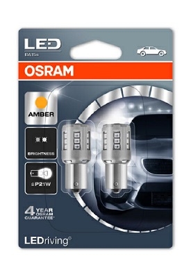LED Retrofit 12V C5W 4000K Osram LED Standard P21W 12V 2,W BA15S Amber blister