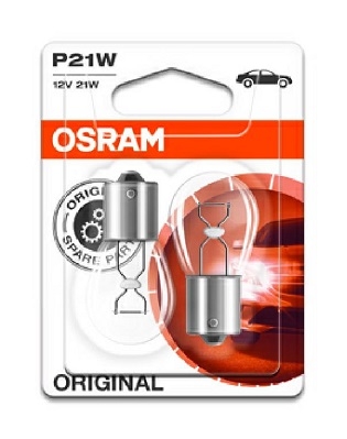  OSRAM P21W 7506-02B, 21W, 12V, BA15s blister duo box