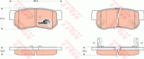 TRW KFZ Ausruestung GmbH COTEC Sada brzdových platničiek kotúčovej brzdy