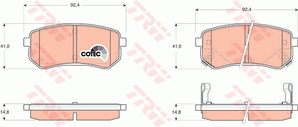 TRW KFZ Ausruestung GmbH COTEC Sada brzdových platničiek kotúčovej brzdy