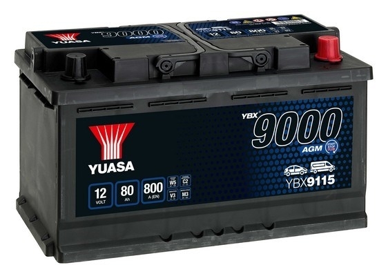 YUASA BATTERY SALES (UK) LTD YBX9000 AGM Start Stop Plus Batteries Yuasa YBX9000 12V 80Ah 800A YBX9115