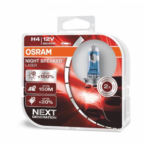  Osram Night Breaker Laser Next Generation 2ks 64193NL-HCB H4 12V 60/55W P43t
