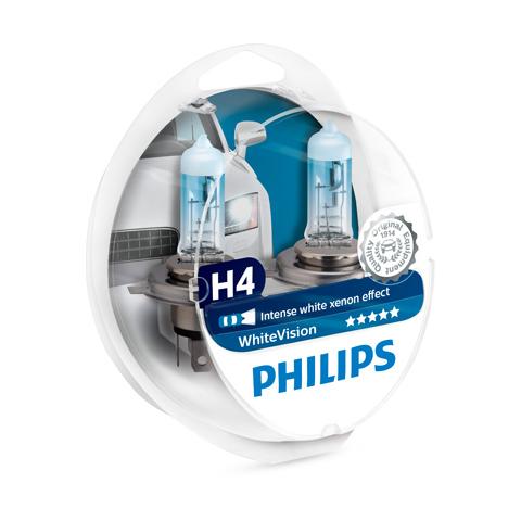  Philips 12V H4 60/55W P43T+W5W WhiteVision ultra Box