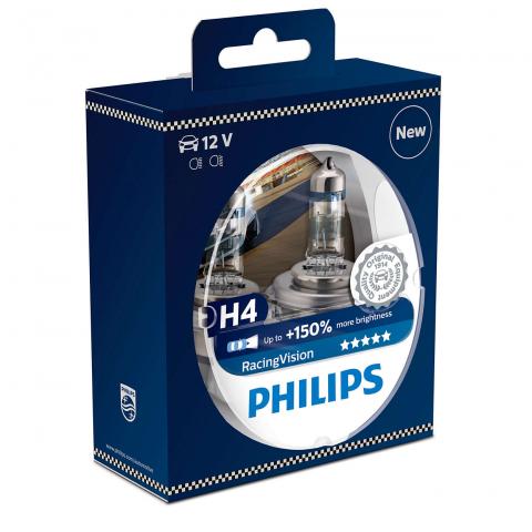  Philips 12V H4 60/55W P43T RacingVision - set 2ks +150%